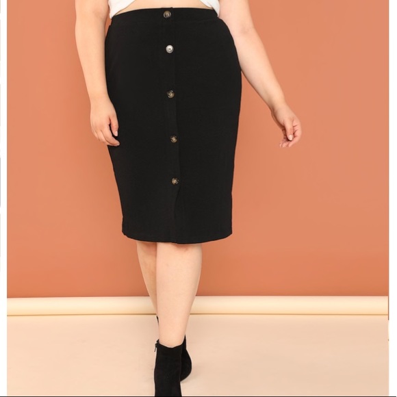 ➕Button Front Pencil Skirt - Picture 6 of 8
